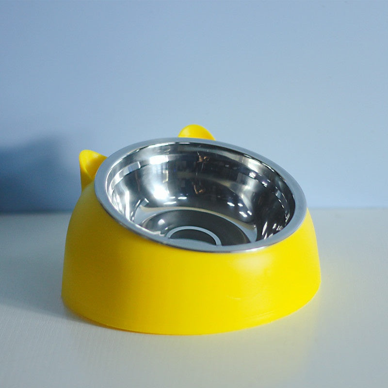 קערת אוכל מוטה לחתולים – צהוב